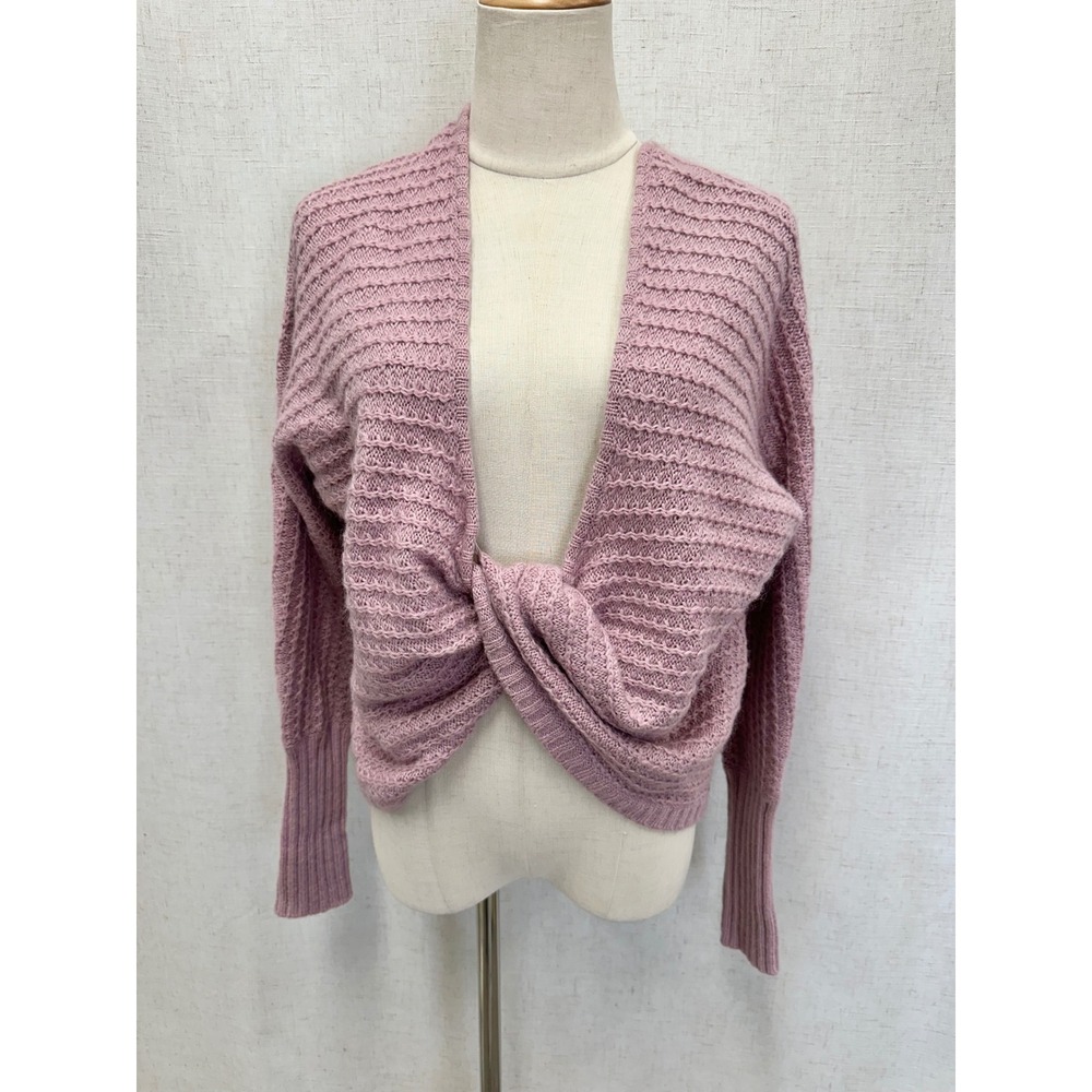 Moda International Reversible Twist Back Cardigan Sweater Womens Medium Pink Y2K